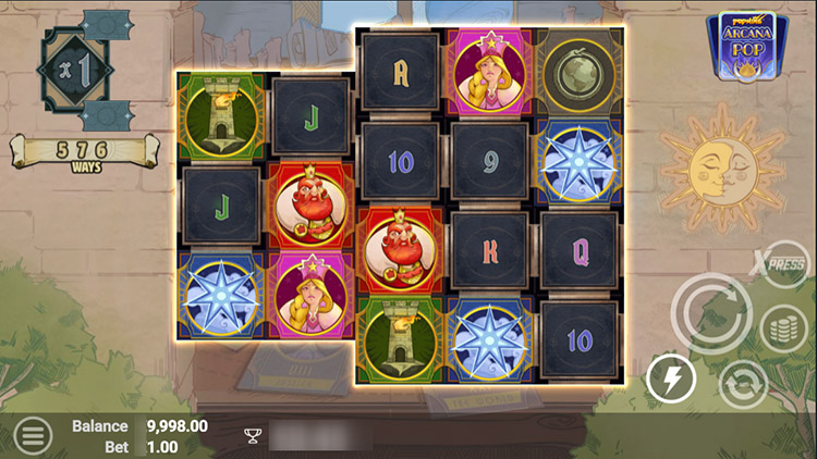 Slot machine with variable grid layout