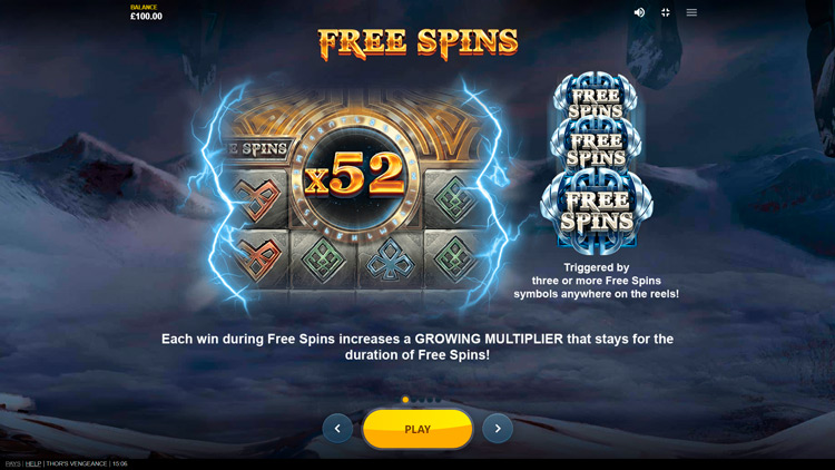 Freespins in Thor's Vengeance slot